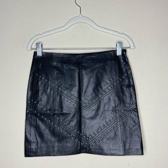 NWT Anine Bing Lamb Leather Mini Black Skirt  Studded Size XS - Picture 12 of 14